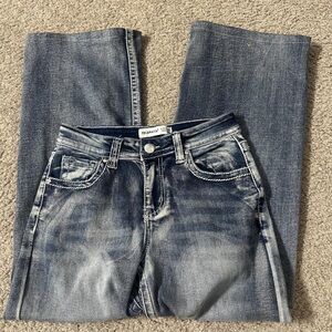 Women's Straight Leg Denim Jeans - Classic Blue